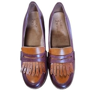 NATURALIZER Darcy Leather Tassel Penny Loafer Block Heel Shoes Womens Size 8.5